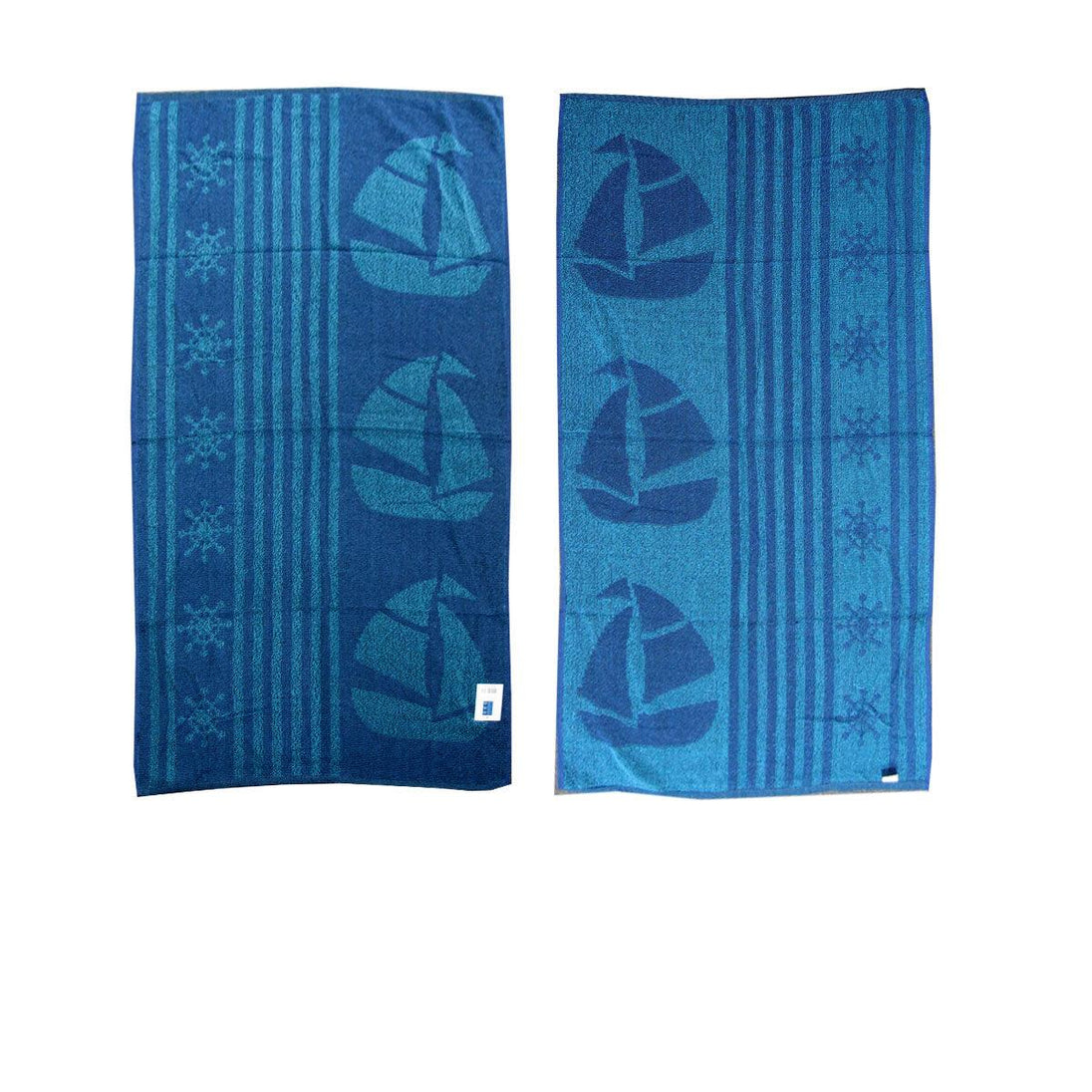 Buy Set of 4 Imperfect Jacquard Terry Beach Towels Sail Boat discounted | Products On Sale Australia