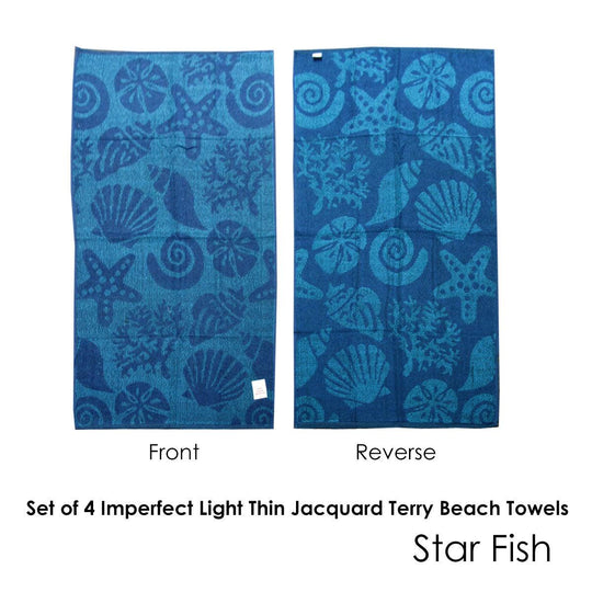 Buy Set of 4 Imperfect Jacquard Terry Beach Towels Star Fish discounted | Products On Sale Australia