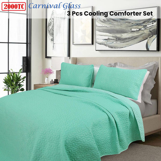 Buy Shangri La 2000TC Carnival Glass Cooling Embroidered 3 Pcs Comforter Set King discounted | Products On Sale Australia