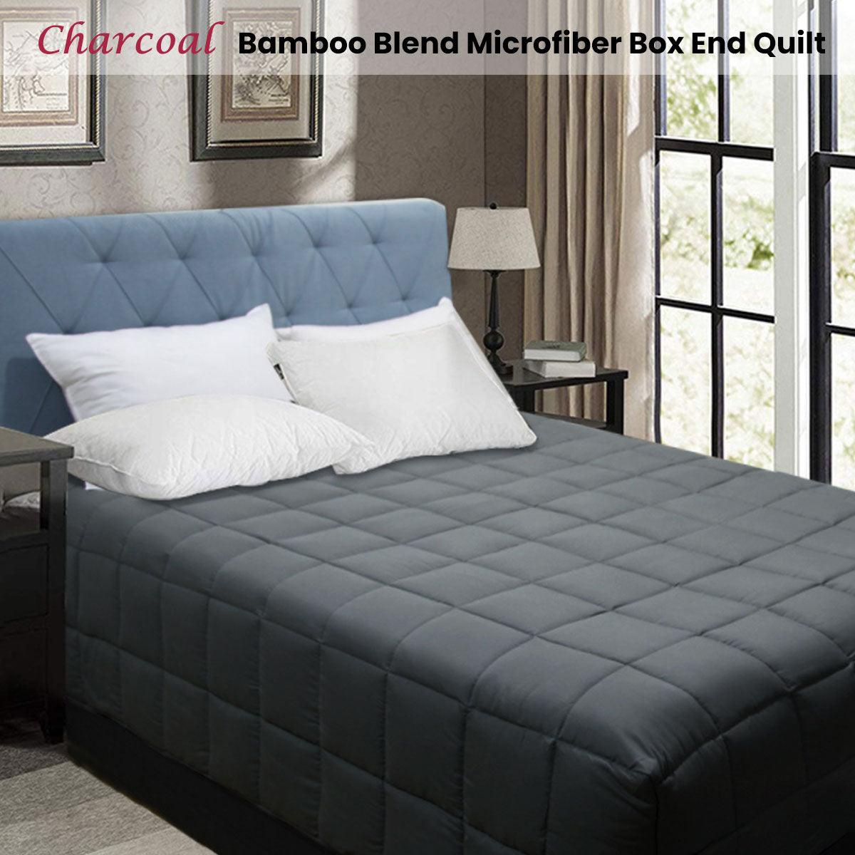 Buy Shangri La Bamboo Blend Microfiber Box End Quilt Charcoal Queen discounted | Products On Sale Australia