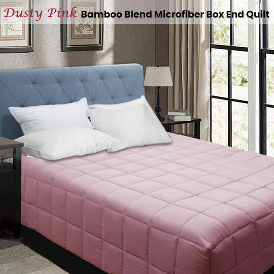 Buy Shangri La Bamboo Blend Microfiber Box End Quilt Dusty Pink Double discounted | Products On Sale Australia