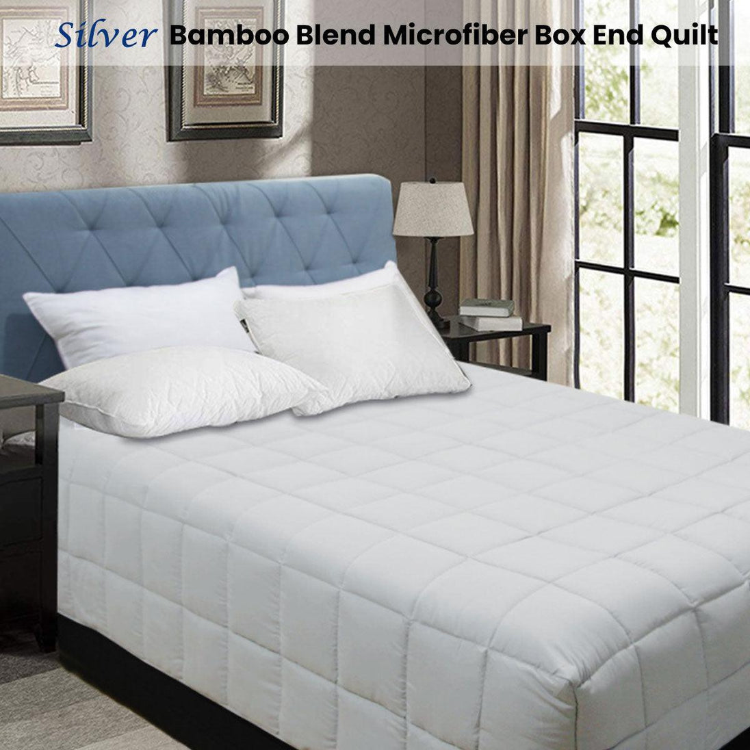 Buy Shangri La Bamboo Blend Microfiber Box End Quilt Silver Double discounted | Products On Sale Australia