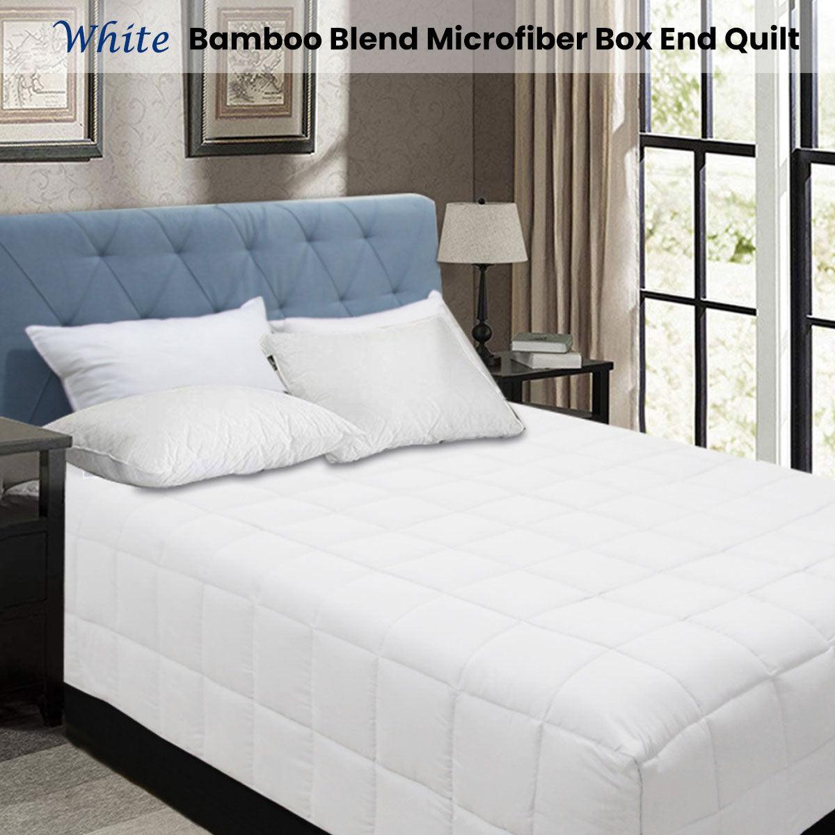 Buy Shangri La Bamboo Blend Microfiber Box End Quilt White Queen discounted | Products On Sale Australia