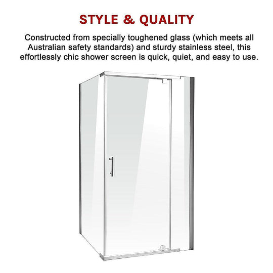 Buy Shower Screen 1200x700x1900mm Framed Safety Glass Pivot Door By Della Francesca discounted | Products On Sale Australia