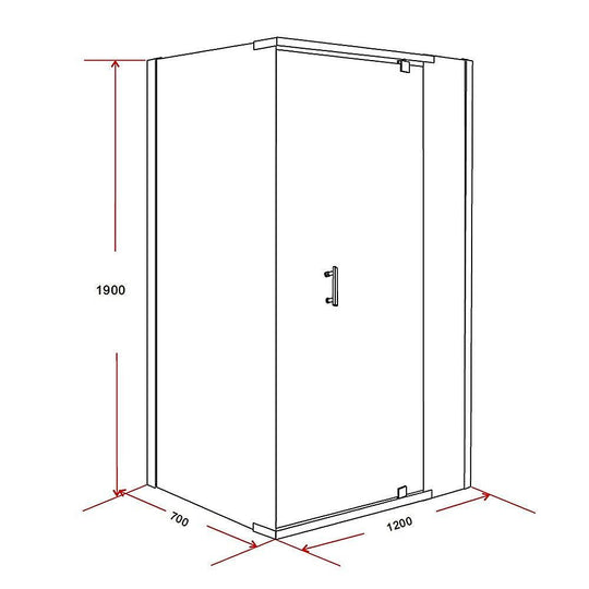 Buy Shower Screen 1200x700x1900mm Framed Safety Glass Pivot Door By Della Francesca discounted | Products On Sale Australia