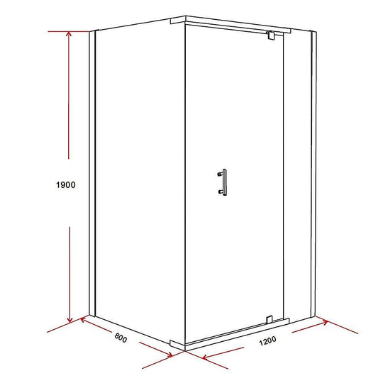 Buy Shower Screen 1200x800x1900mm Framed Safety Glass Pivot Door By Della Francesca discounted | Products On Sale Australia