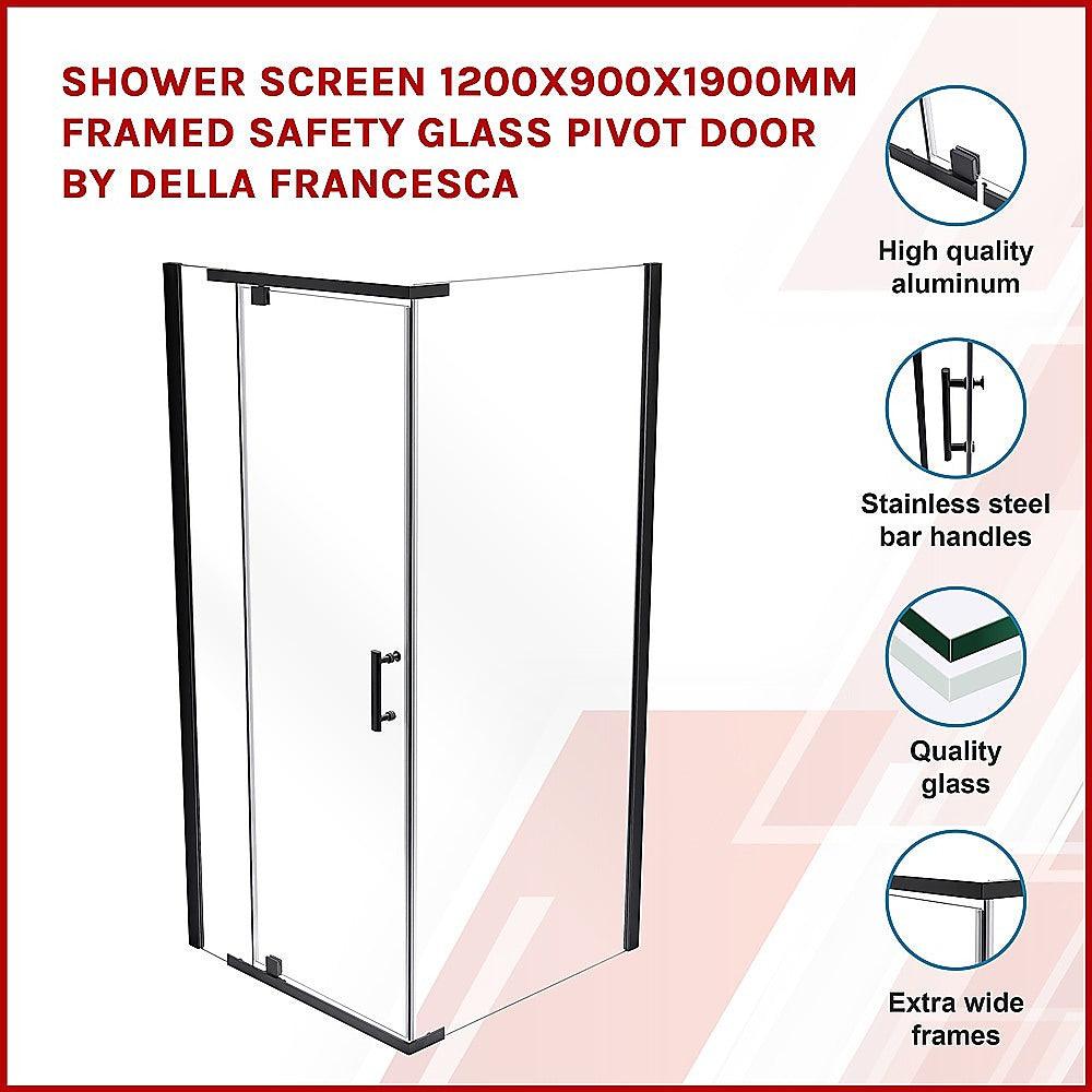 Buy Shower Screen 1200x900x1900mm Framed Safety Glass Pivot Door By Della Francesca discounted | Products On Sale Australia