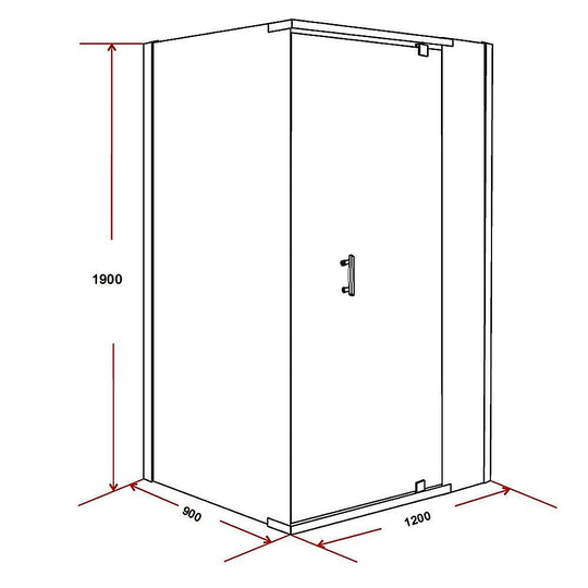 Buy Shower Screen 1200x900x1900mm Framed Safety Glass Pivot Door By Della Francesca discounted | Products On Sale Australia