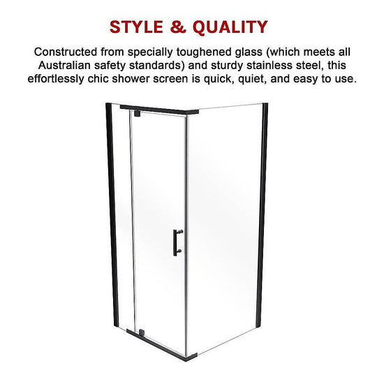 Buy Shower Screen 1200x900x1900mm Framed Safety Glass Pivot Door By Della Francesca discounted | Products On Sale Australia