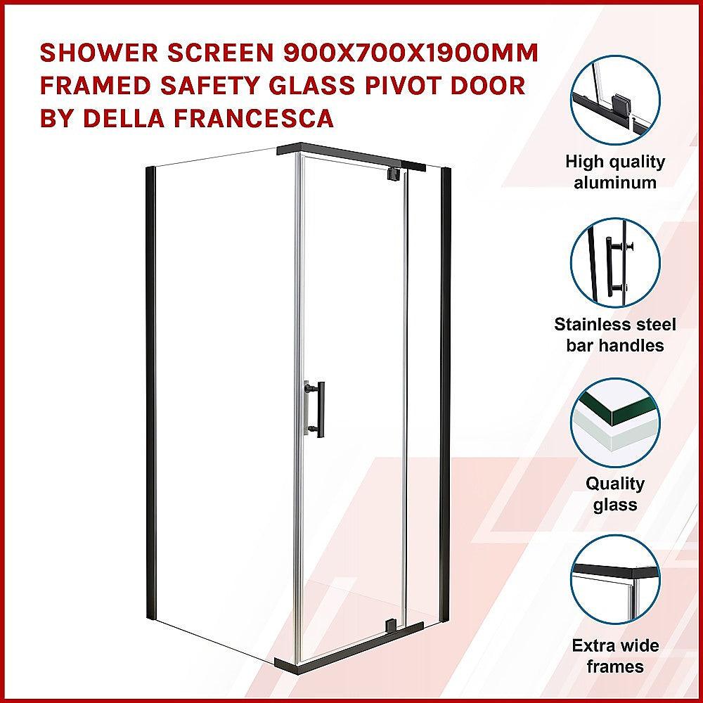 Buy Shower Screen 900x700x1900mm Framed Safety Glass Pivot Door By Della Francesca discounted | Products On Sale Australia