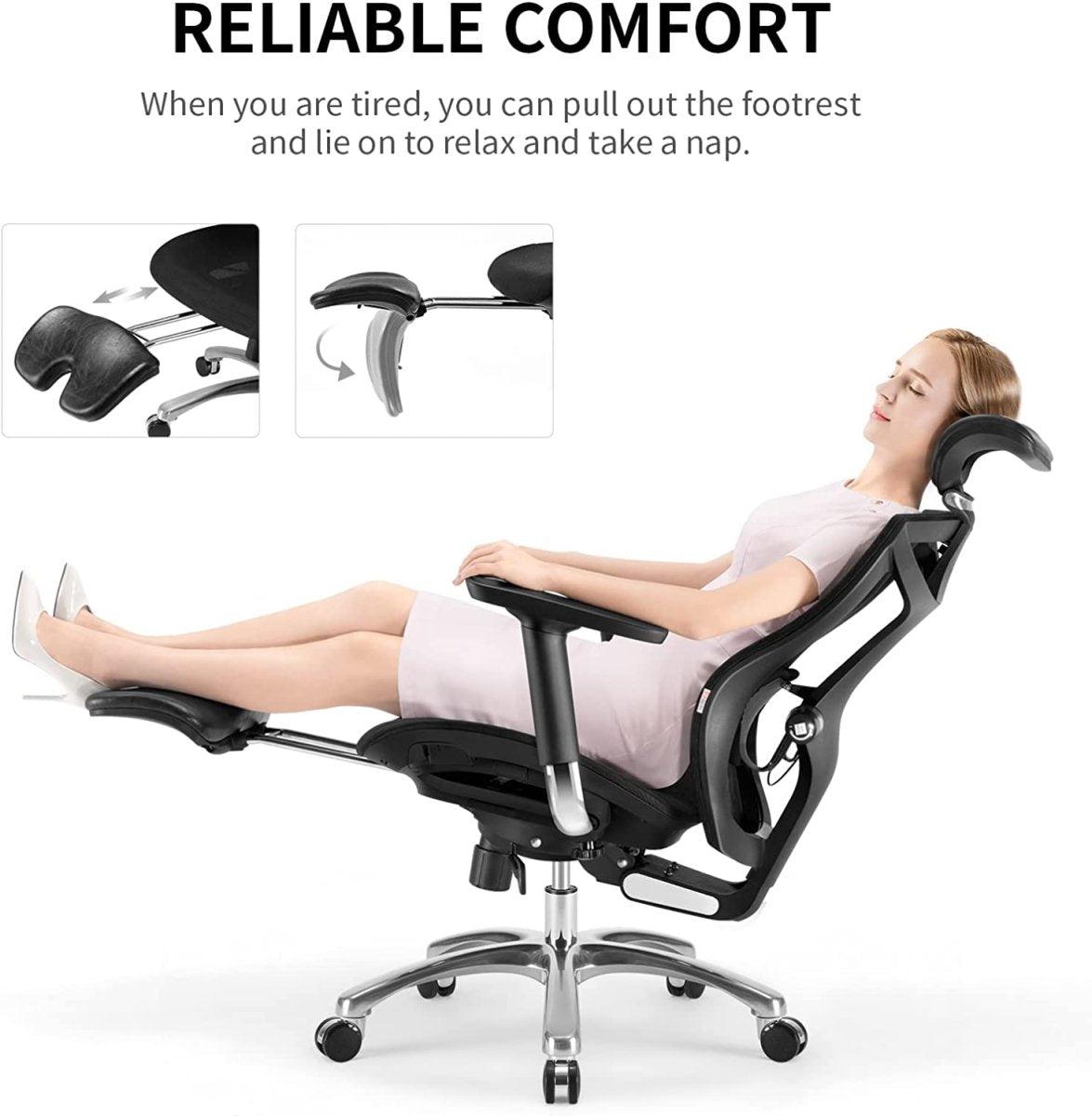 Buy Sihoo Ergonomic Office Chair V1 4D Adjustable High-Back Breathable With Footrest And Lumbar Support Grey discounted | Products On Sale Australia