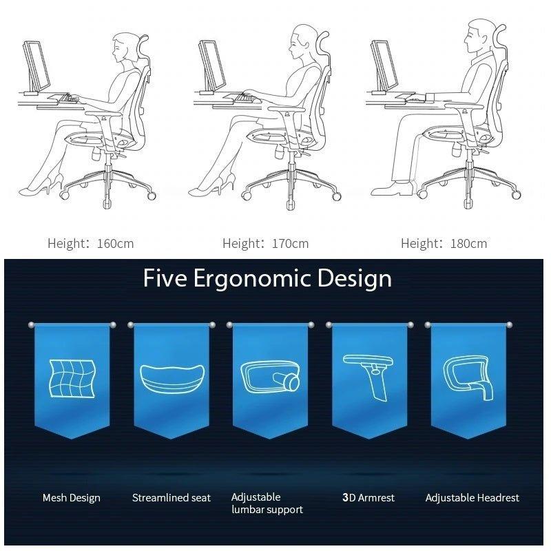 Buy Sihoo M57 Ergonomic Office Chair, Computer Chair Desk Chair High Back Chair Breathable,3D Armrest and Lumbar Support Black with Footrest discounted | Products On Sale Australia