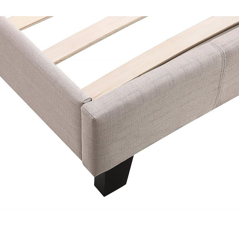 Buy Single Linen Fabric Bed Frame Beige discounted | Products On Sale Australia