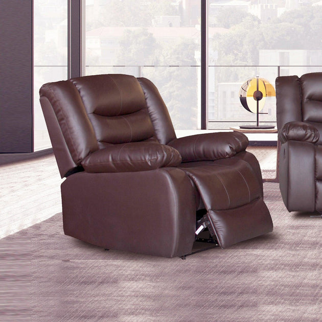 Single Seater Recliner Sofa Chair In Faux Leather Lounge Couch Armchair in Brown Products On Sale Australia | Furniture > Living Room Category
