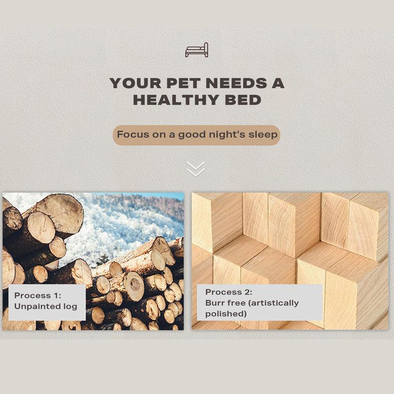 Buy Solid Wood Pet Cat Dog Bed with Bedding discounted | Products On Sale Australia