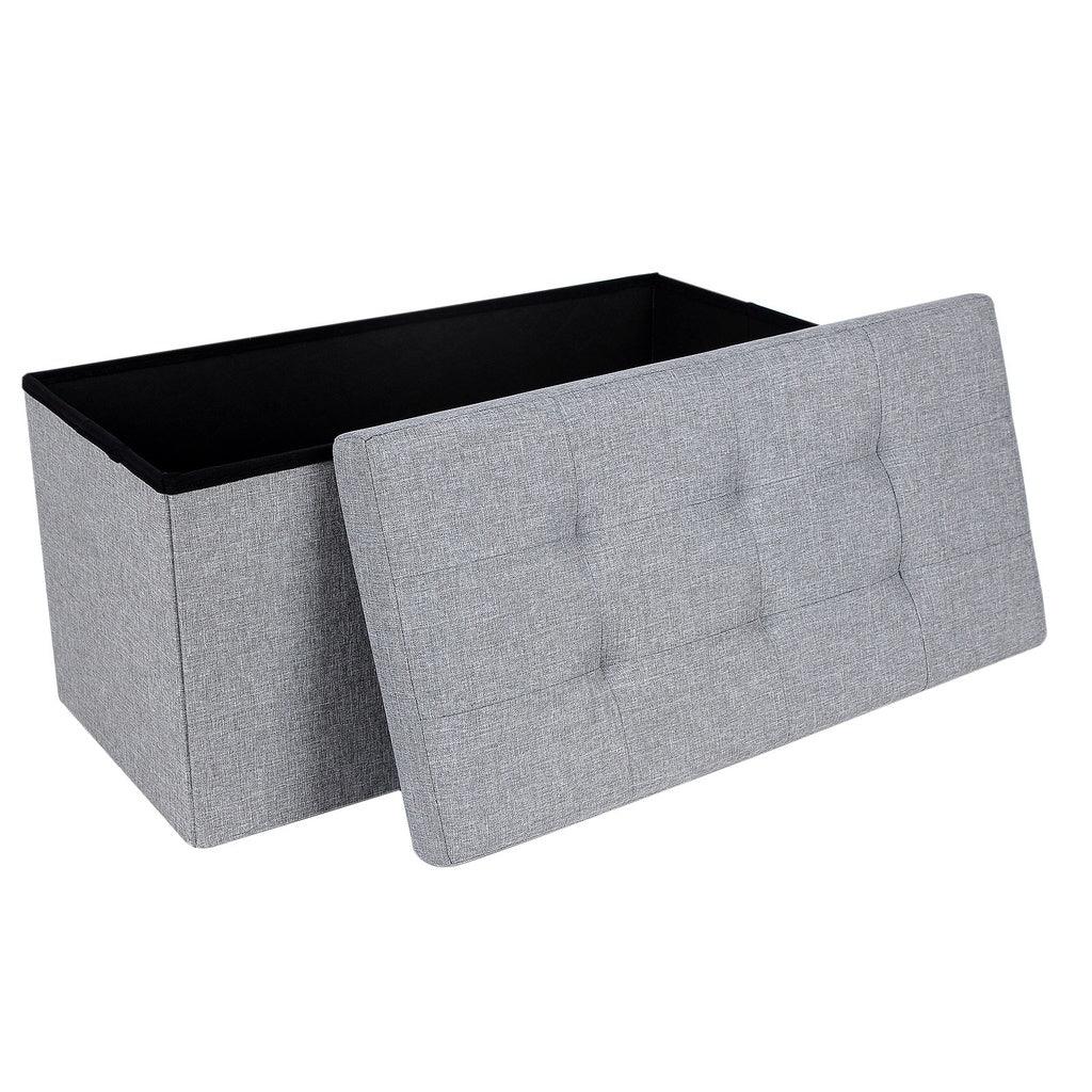 Buy SONGMICS 76cm Folding Storage Ottoman Bench Foot Rest Stool Light Gray discounted | Products On Sale Australia