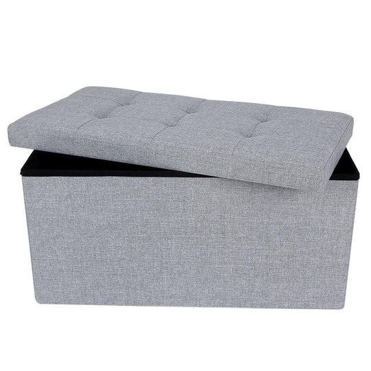 Buy SONGMICS 76cm Folding Storage Ottoman Bench Foot Rest Stool Light Gray discounted | Products On Sale Australia