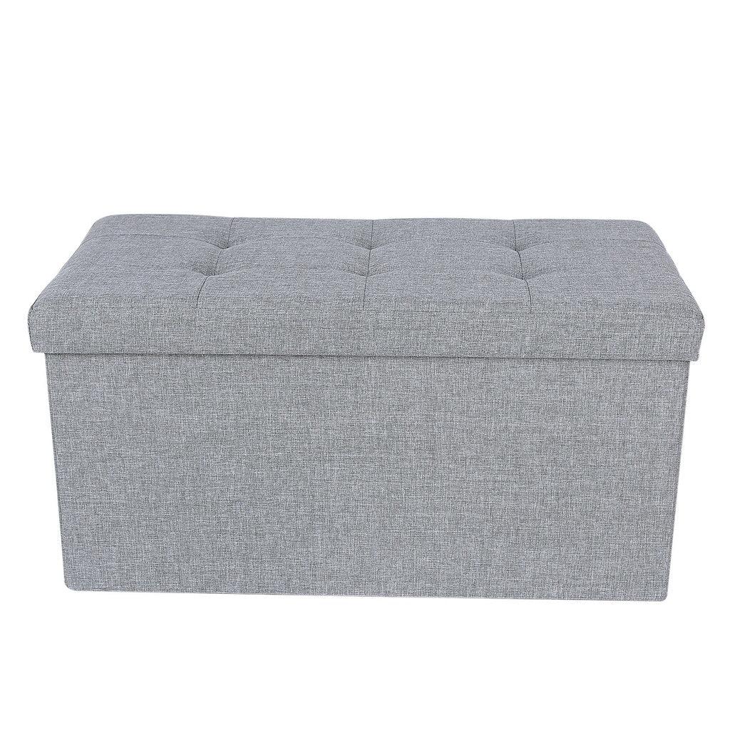 Buy SONGMICS 76cm Folding Storage Ottoman Bench Foot Rest Stool Light Gray discounted | Products On Sale Australia