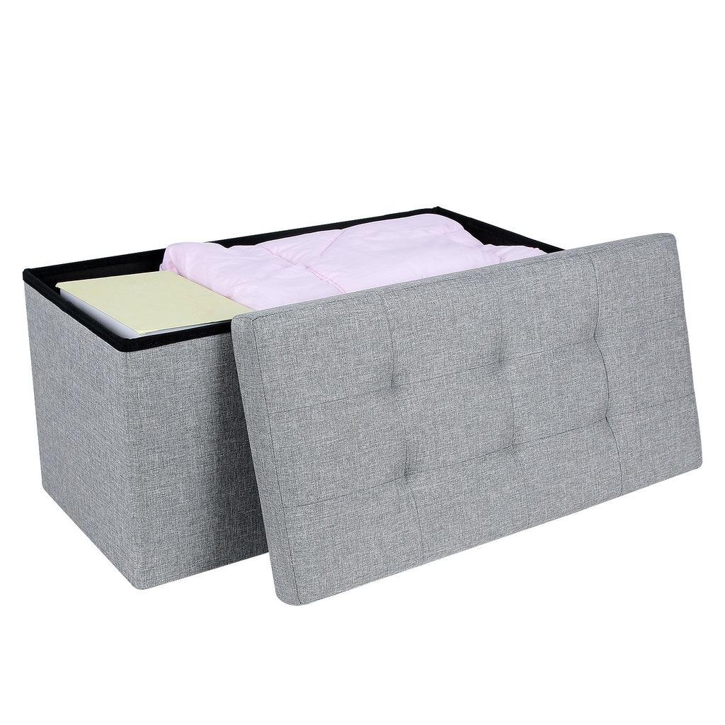 Buy SONGMICS 76cm Folding Storage Ottoman Bench Foot Rest Stool Light Gray discounted | Products On Sale Australia