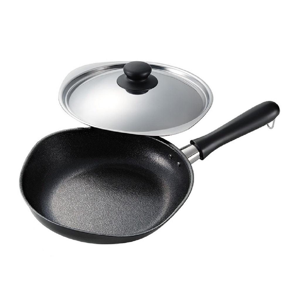 Buy Sori Yanagi Japanese Cast Iron Frying Pan Skillet with Stainless Steel Lid - 22cm discounted | Products On Sale Australia