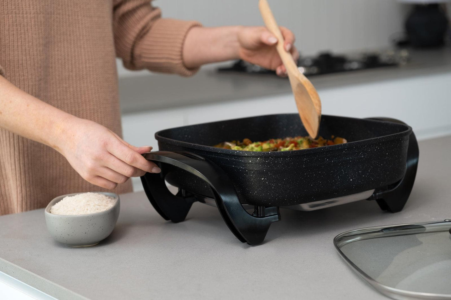 Buy Stone Electric Fry Pan for Cooking, 7.2L Capacity, Non-Stick discounted | Products On Sale Australia