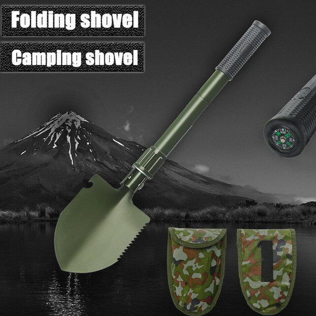 Buy Survival Spade Camping Compass Mini Folding Shovel comes with carrying pouch discounted | Products On Sale Australia