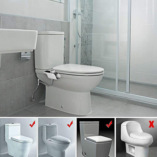 Buy Toilet Bidet Seat Dual Nozzles Bidet Non Electric Toilet Water Sprayer Bathroom discounted | Products On Sale Australia