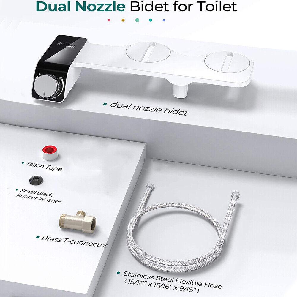 Buy Toilet Bidet Seat Dual Nozzles Bidet Non Electric Toilet Water Sprayer Bathroom discounted | Products On Sale Australia