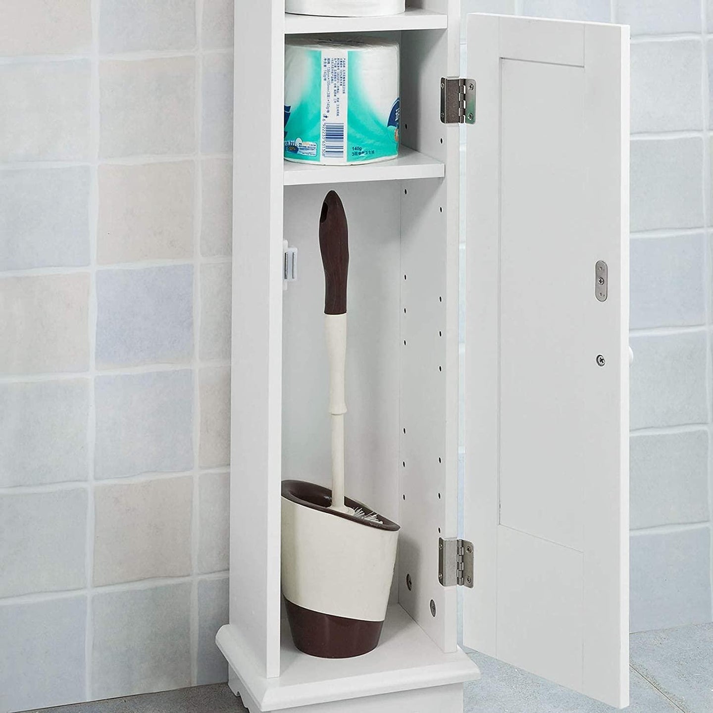 Buy Toilet Paper Holder with Storage, Freestanding Cabinet, Toilet Brush Holder and Toilet Paper Dispenser 20x100x18 cm discounted | Products On Sale Australia