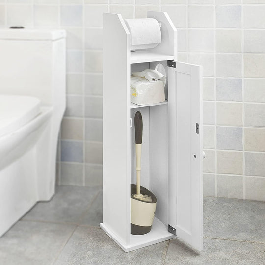 Buy Toilet Paper Holder with Storage, Freestanding Cabinet, Toilet Brush Holder and Toilet Paper Dispenser discounted | Products On Sale Australia