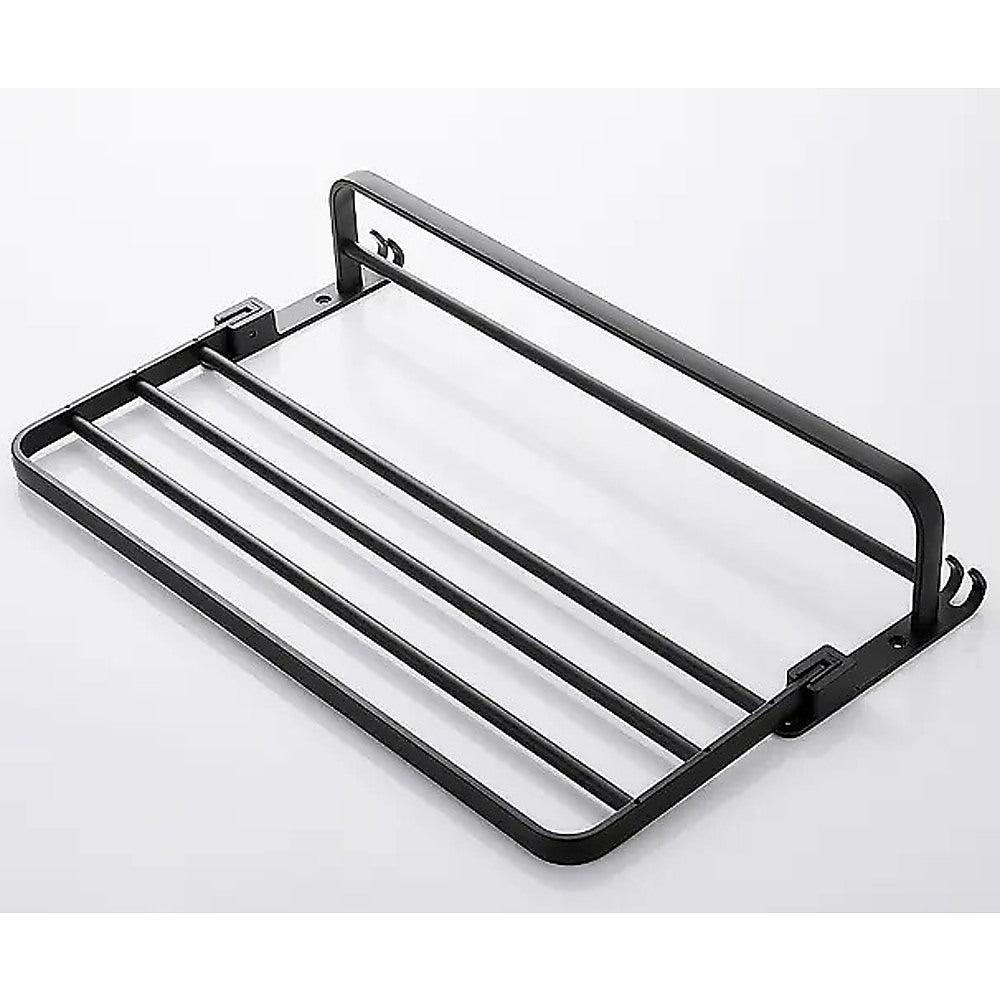 Buy Towel Rack Folding Holder with Hook Accessories Wall Hanger Aluminium Bar Shelf discounted | Products On Sale Australia