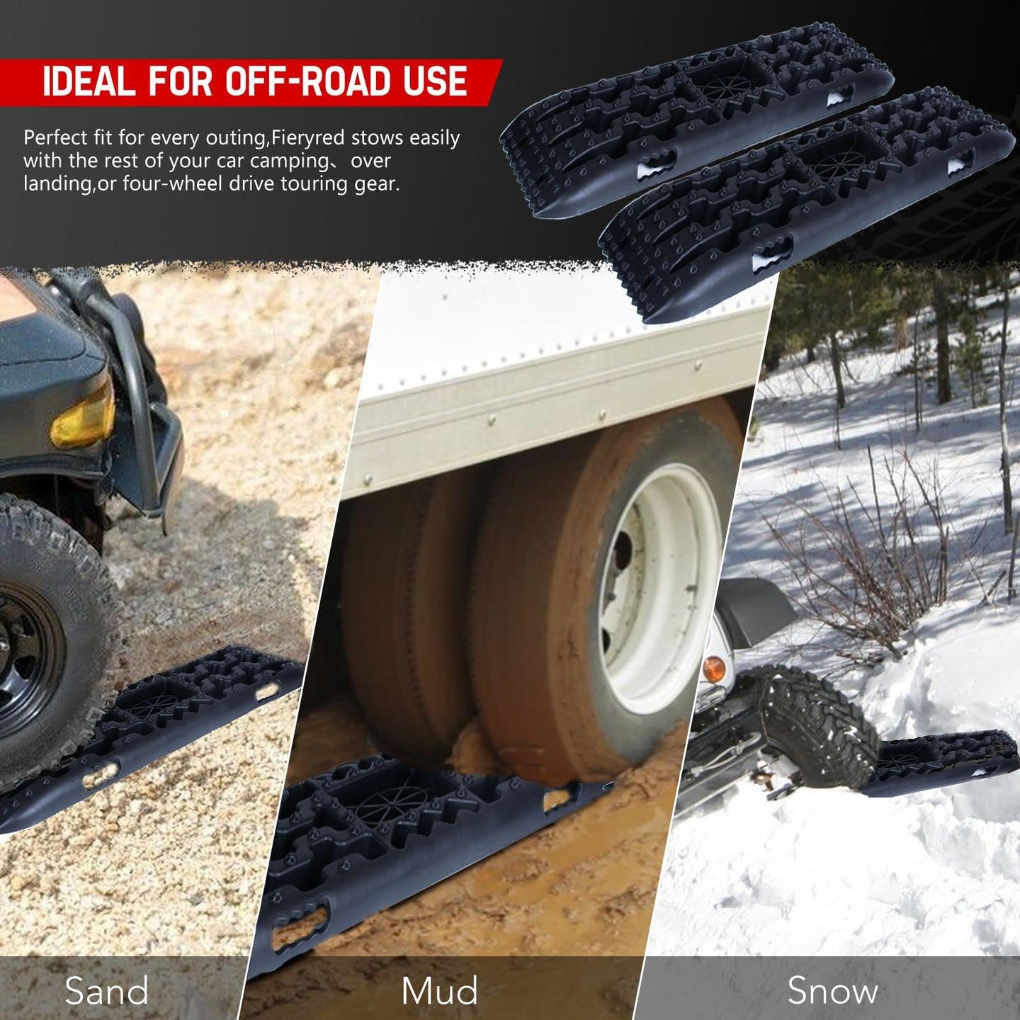 Buy Traction Boards 2 PCS Recovery Tracks with Jack Base 4WD Tire Traction Mat Recovery Boards Rescue Board discounted | Products On Sale Australia