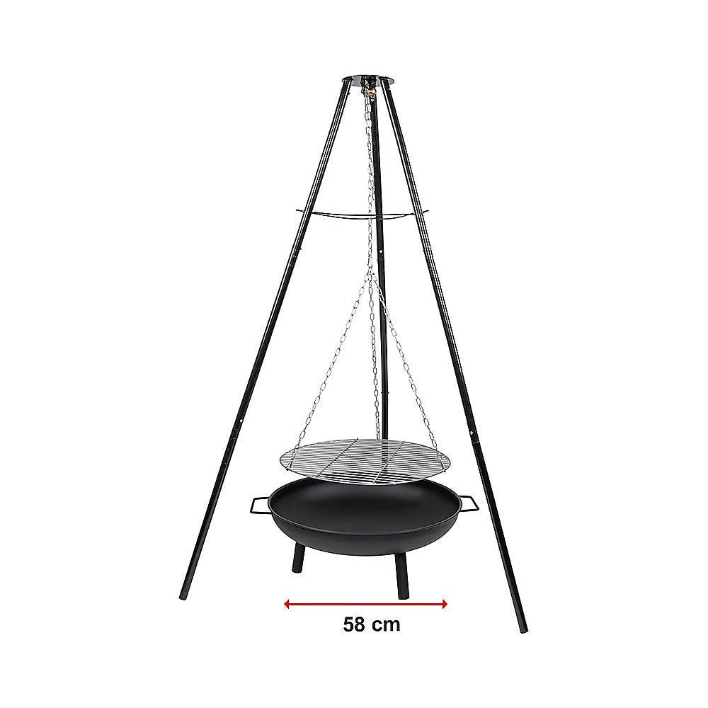 Buy Tripod Garden Fire Pit BBQ Barbecue Cast Iron & Steel Fire Pit Bowl Round discounted | Products On Sale Australia