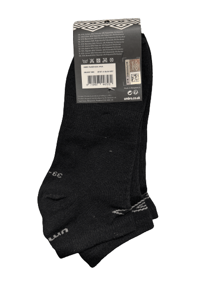 Buy Umbro Mens Trainer Ankle Socks - Black - 1 Pack of 3 Pairs - EU 39-42 discounted | Products On Sale Australia