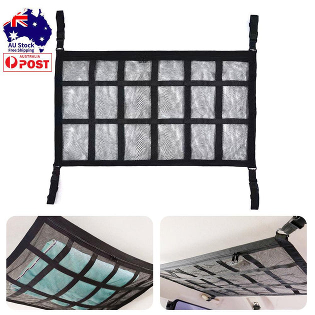 Buy Universal Car Ceiling Storage Bag Cargo Roof Top Net Mesh Pocket Pouch 70x50cm discounted | Products On Sale Australia