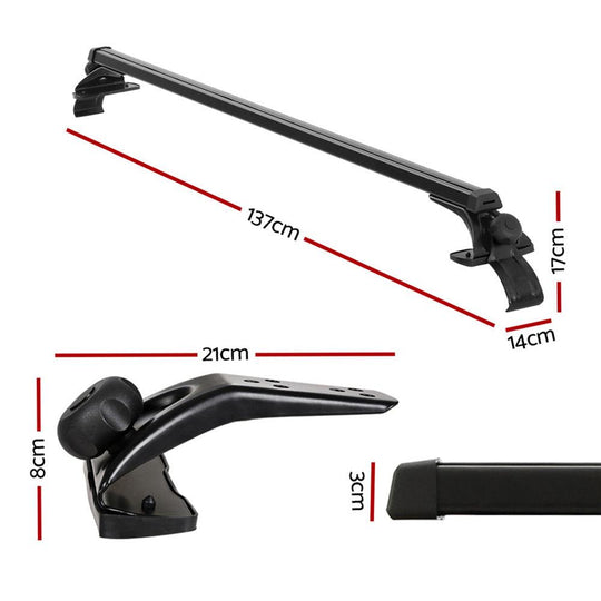 Buy Universal Car Roof Racks Pod Aluminium Cross Bars Brackets 145cm Black discounted | Products On Sale Australia