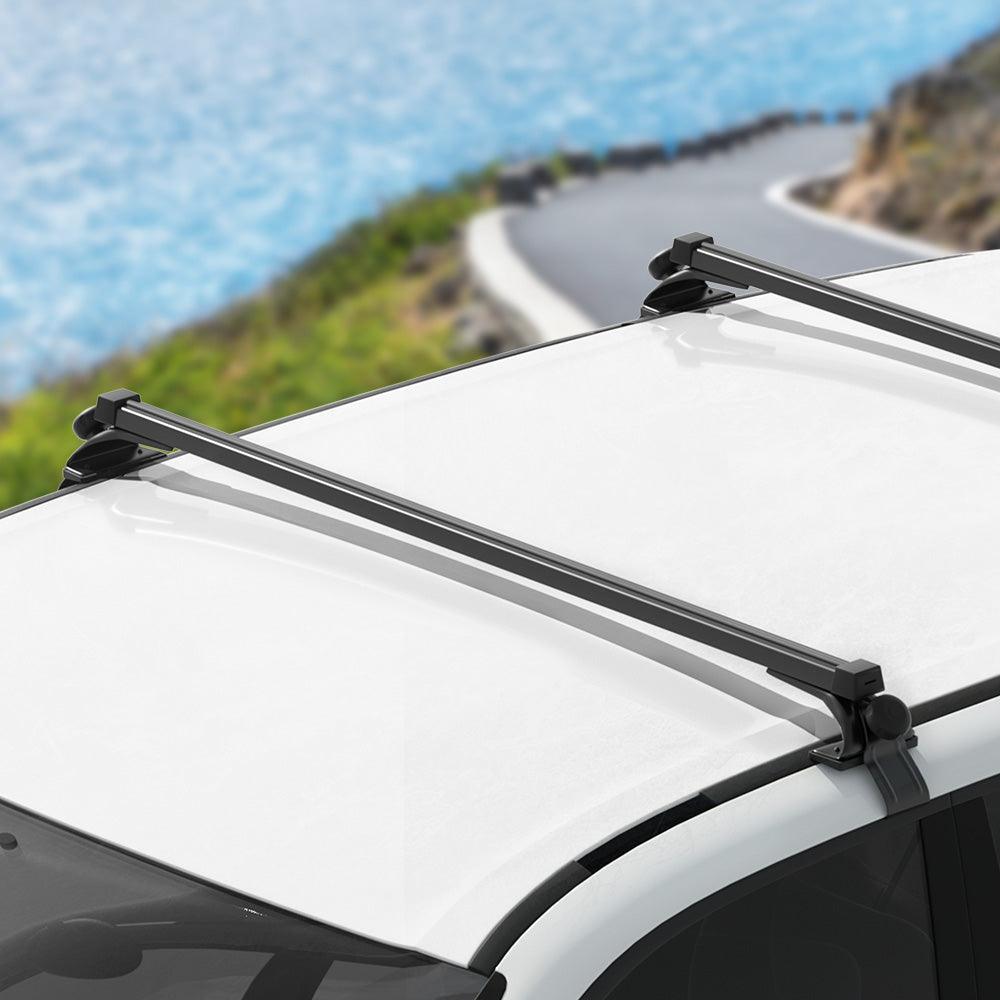 Buy Universal Car Roof Racks Pod Aluminium Cross Bars Brackets 145cm Black discounted | Products On Sale Australia