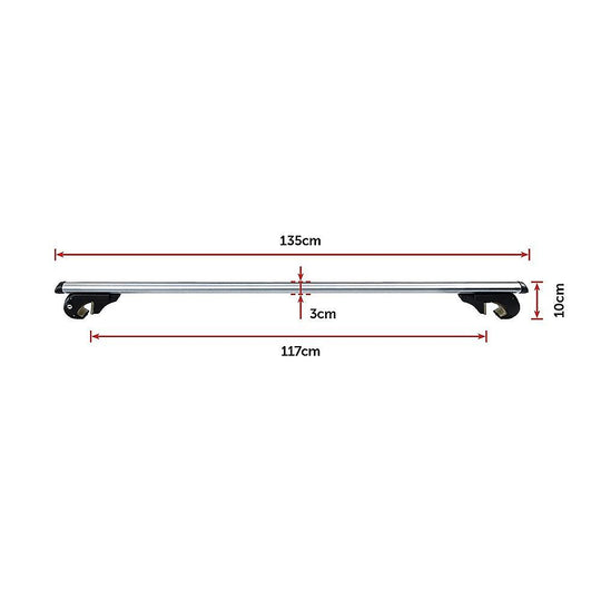 Buy Universal Car Top Roof Rail Rack Cross Bar Aluminium Lockable 1350MM discounted | Products On Sale Australia