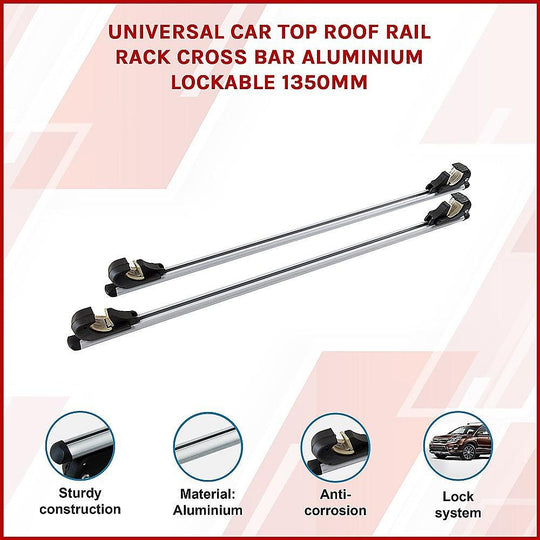 Buy Universal Car Top Roof Rail Rack Cross Bar Aluminium Lockable 1350MM discounted | Products On Sale Australia