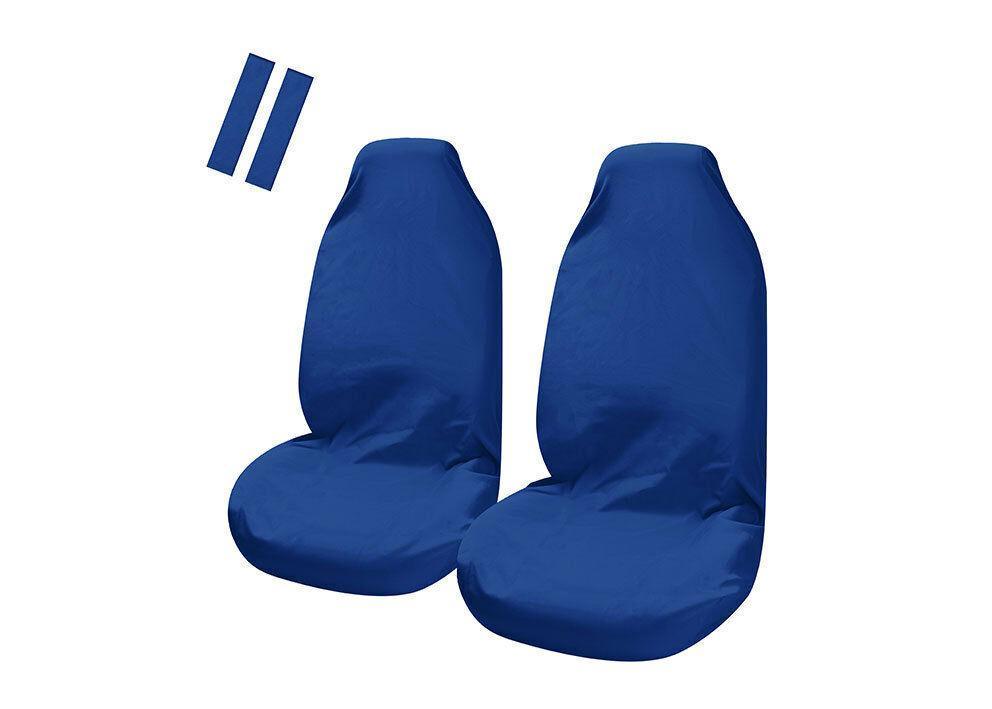 Buy Universal Pulse Throwover Front Seat Covers - Bonus Seat Belt Buddies | Blue discounted | Products On Sale Australia