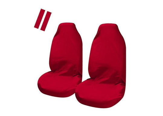 Buy Universal Pulse Throwover Front Seat Covers - Bonus Seat Belt Buddies | Red discounted | Products On Sale Australia