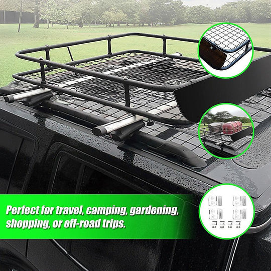 Buy Universal Roof Rack Basket - Car Luggage Carrier Steel Cage Vehicle Cargo discounted | Products On Sale Australia