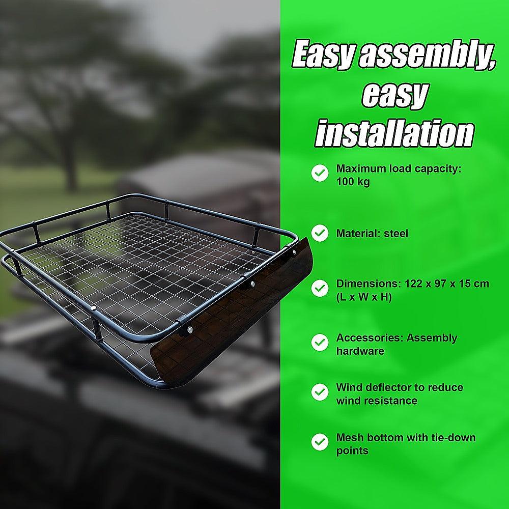 Buy Universal Roof Rack Basket - Car Luggage Carrier Steel Cage Vehicle Cargo discounted | Products On Sale Australia