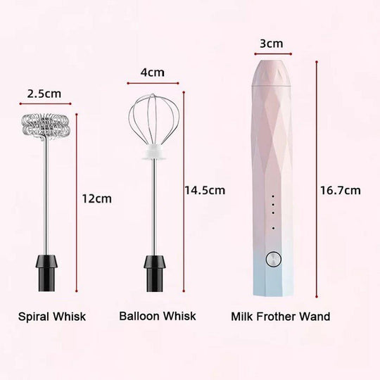 Buy USB Charging Electric Egg Beater Milk Frother Handheld Drink Coffee Foamer Pink with 2 Stainless Steel Whisks discounted | Products On Sale Australia