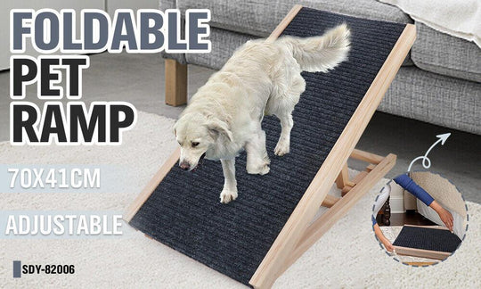 Buy VaKa 70cm Foldable Dog Pet Ramp Adjustable Height Dogs Stairs For Bed Sofa 82006 discounted | Products On Sale Australia