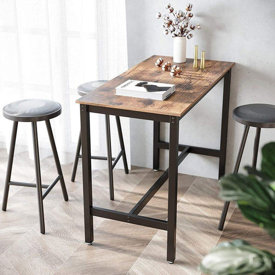 Buy VASAGLE Bar Table Industrial Kitchen Table Dining Table With Solid Metal Frame for Cocktails Bar Party Cellar Restaurant Living Room Wood Look discounted | Products On Sale Australia