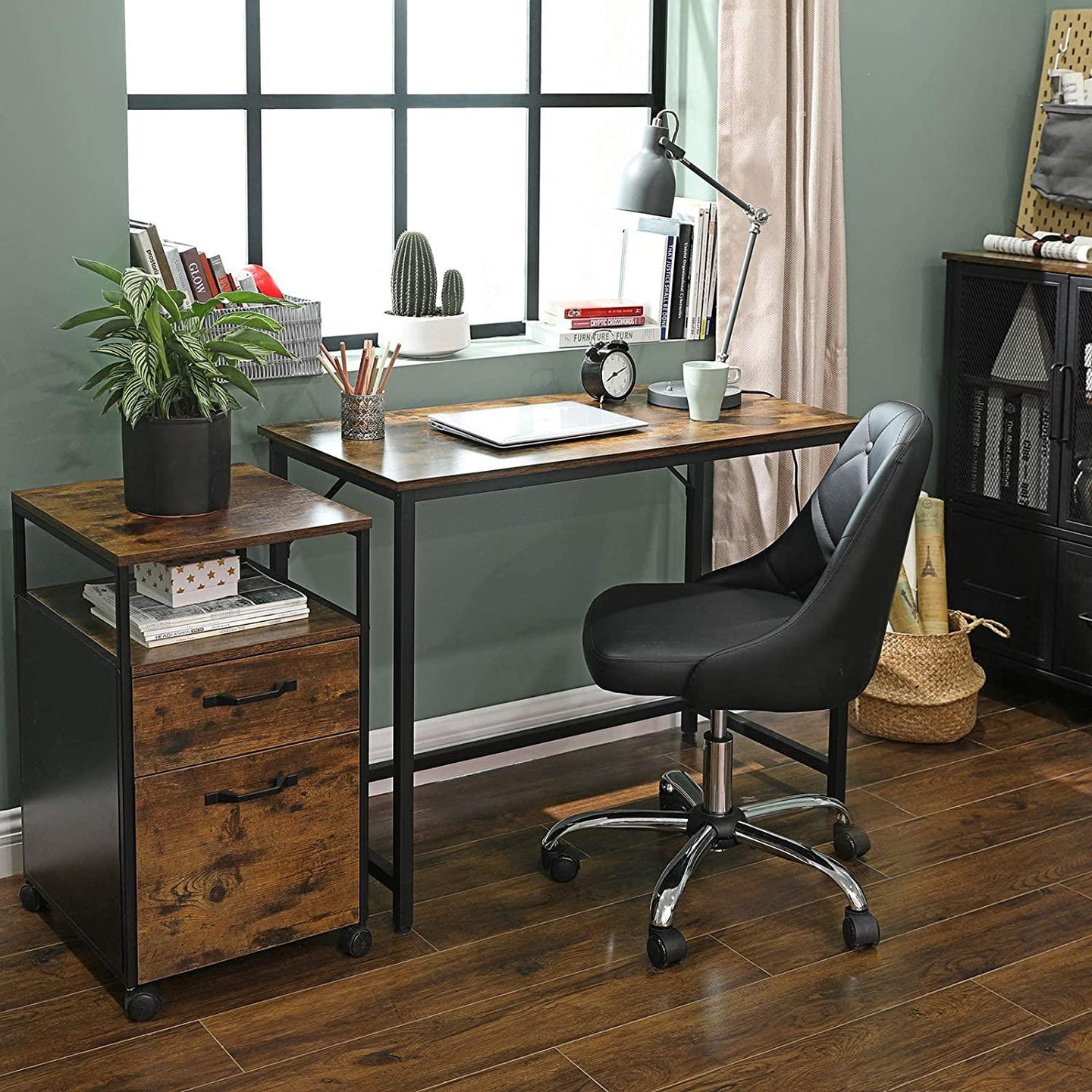 Buy VASAGLE Computer Desk Rustic Brown and Black discounted | Products On Sale Australia