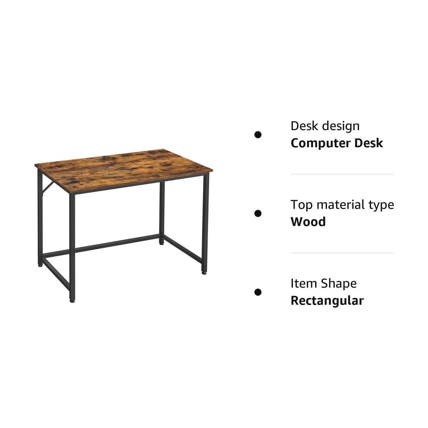 Buy VASAGLE Computer Desk Rustic Brown and Black discounted | Products On Sale Australia