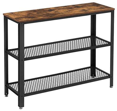 VASAGLE Industrial Console Table with 2 Mesh Shelves Rustic Brown and Black LNT81BX Products On Sale Australia | Furniture > Living Room Category