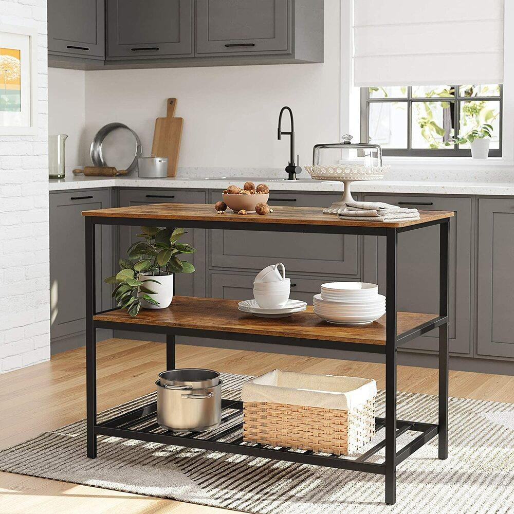 Buy VASAGLE Kitchen Shelf Rustic Brown and Black discounted | Products On Sale Australia